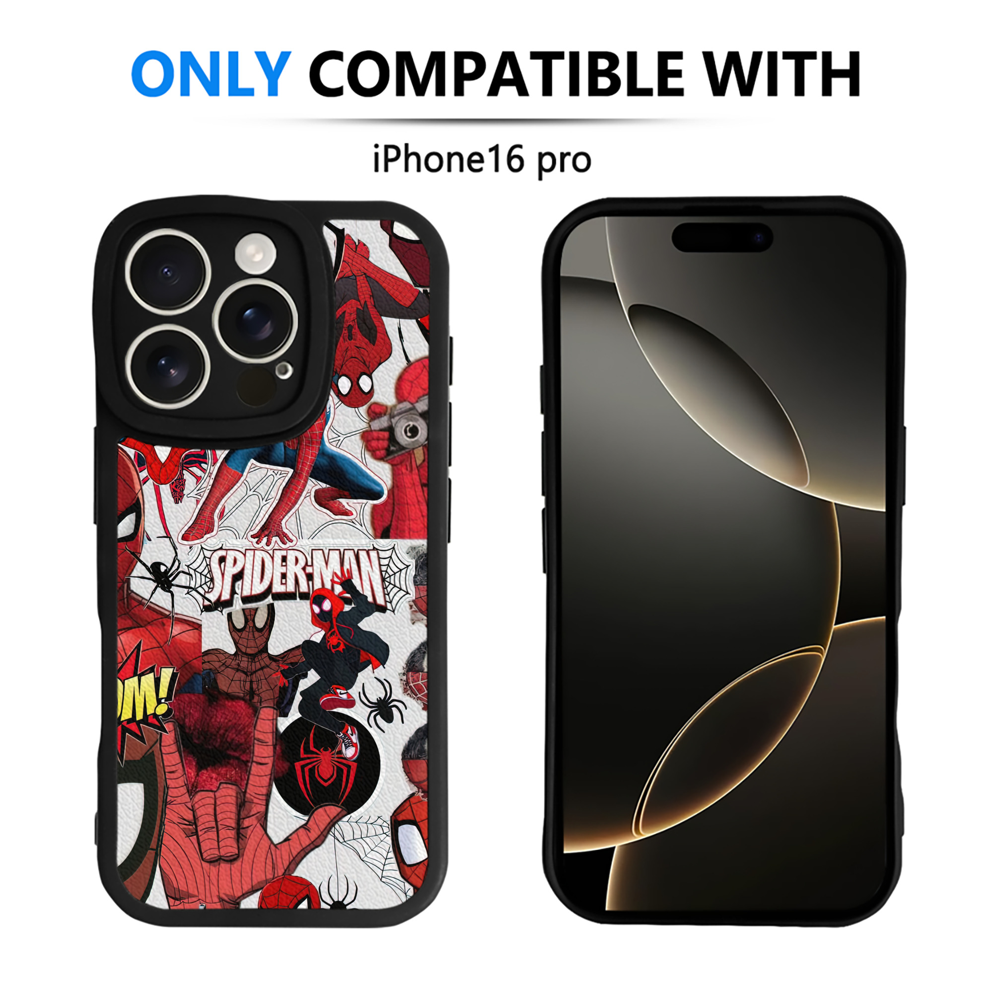 （画像用） Spider Man スパイダーマン 【iPhone 16シリーズ対応】シリコンスマホケース（レザー調） 材質：シリコン